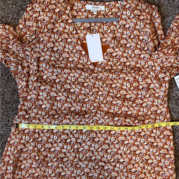 Joie Floral Print Long Sleeve Harko Dress, NWTS, Size 3X, Orange/Cream/Brown - Picture 10 of 10